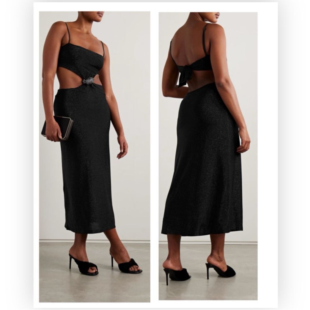 NWT Johanna Ortiz Sueño Costero embellished metallic stretch-jersey midi $1450